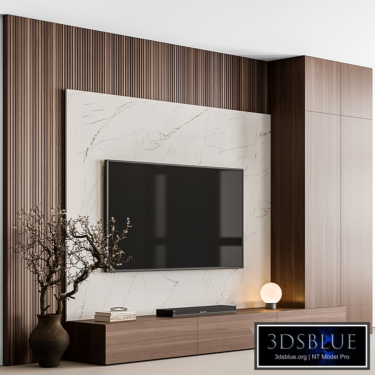TV Wall Stone and Wood - Set 137