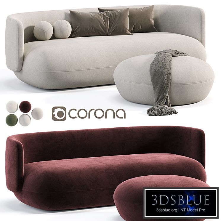 Ivan fabric round shaped 3 seator sofa