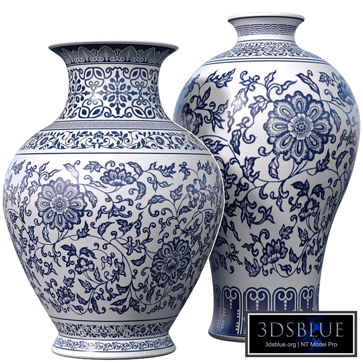 Decorative Italian porcelain ceramic vase,flowerpot, pot,jar with lotus branch pattern