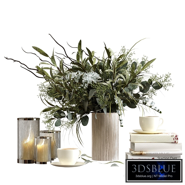 Decorative set with candles and coffee