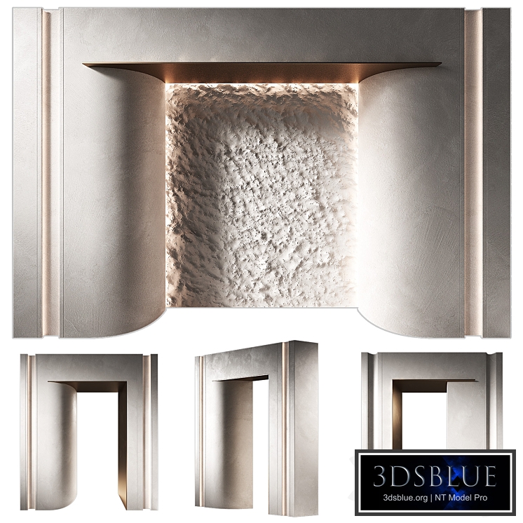 Wall decorative panels 9. Rounded modular doorway opening. Hallway pass through.