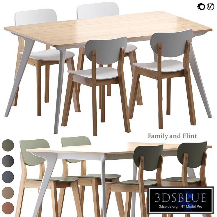 Dining table and chairs Family Flint