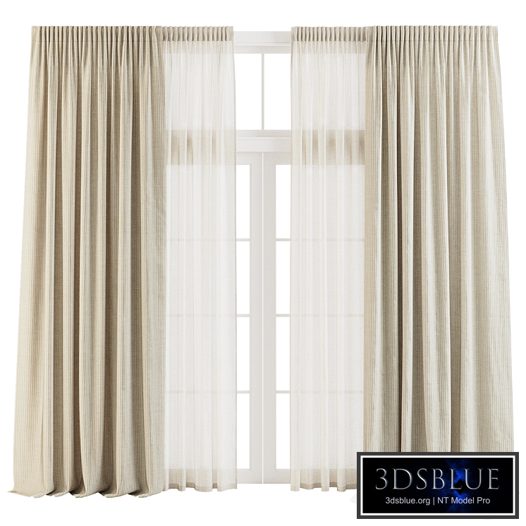 Striped Linen Curtains with Tulle
