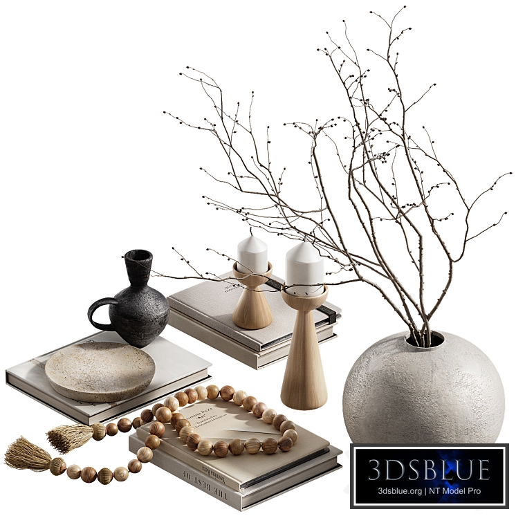 Decorative set with branches and beads