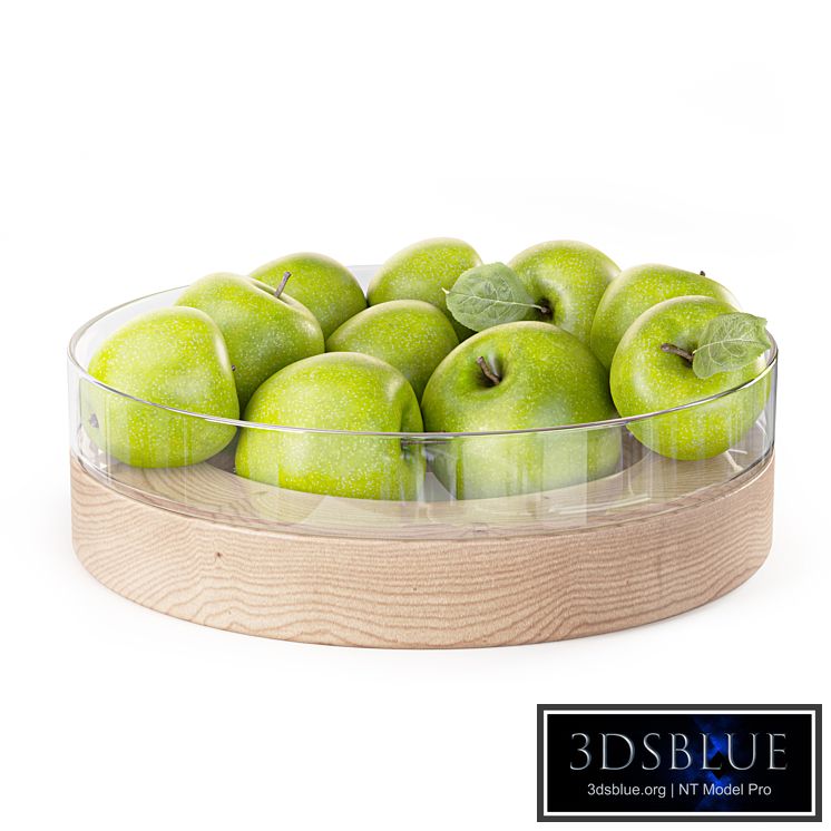 Serving dish on a stand Lotta D31 cm, LSA International with green apples