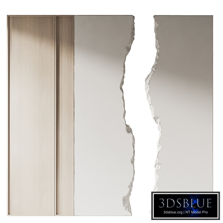 Decorative wall made of stone and wood 001