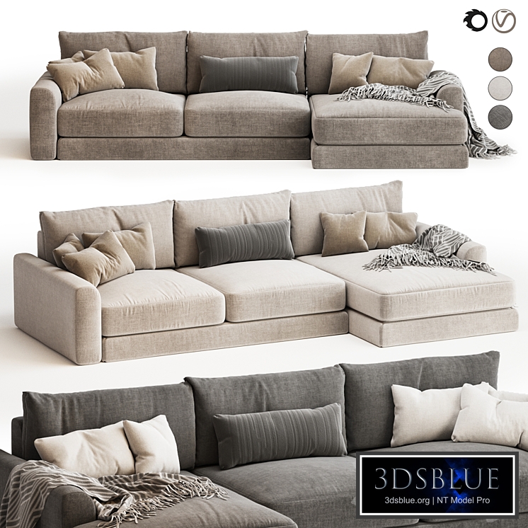 Corner sofa Sherlock Grey-Brown-cream