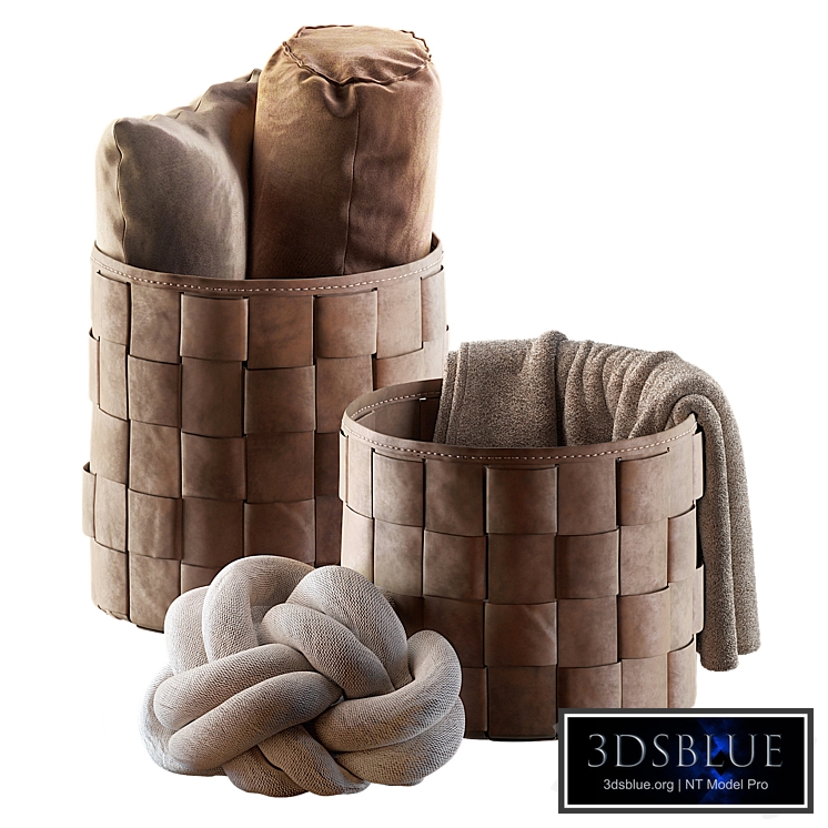 Decor set with leather baskets