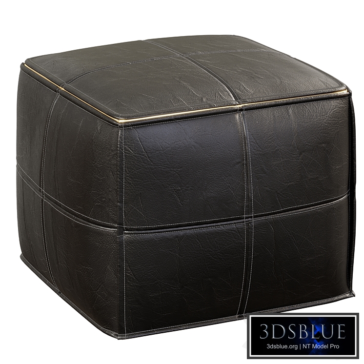 CB2 Leather Square Black Pouf