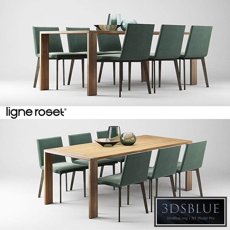 Ligne Roset Table Allen and Chair Mogador