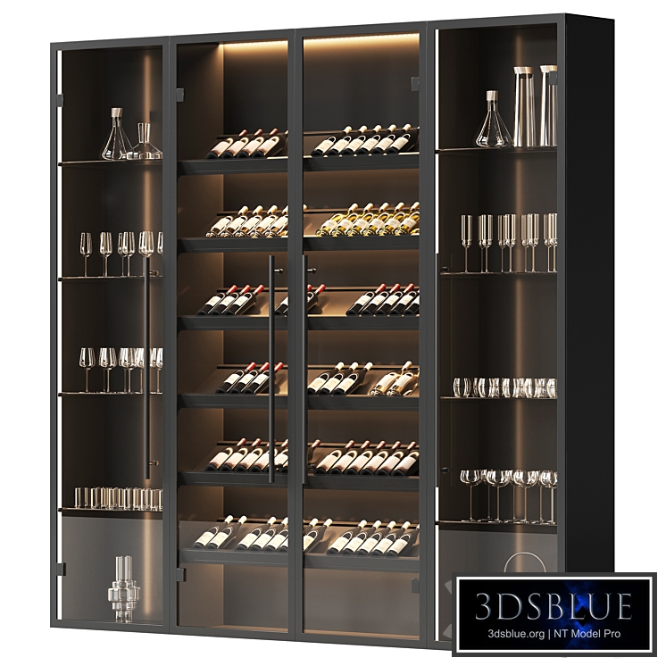 Wine cabinet with dishes and glasses
