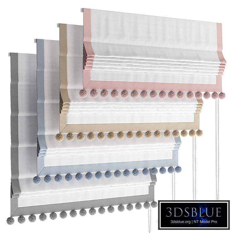 Roman blind with pom-poms for the nursery