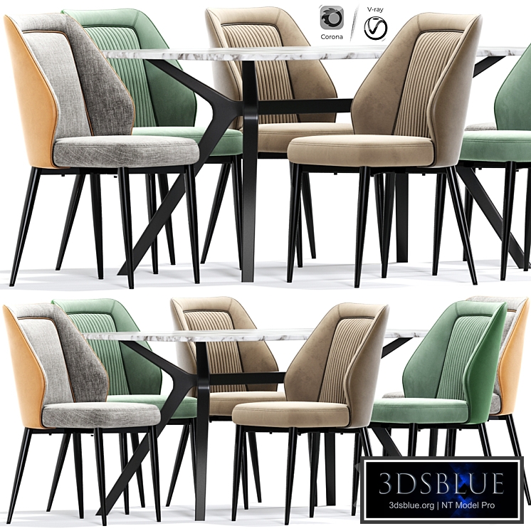 Marcello Set Faux Leather Dining Chairs Table