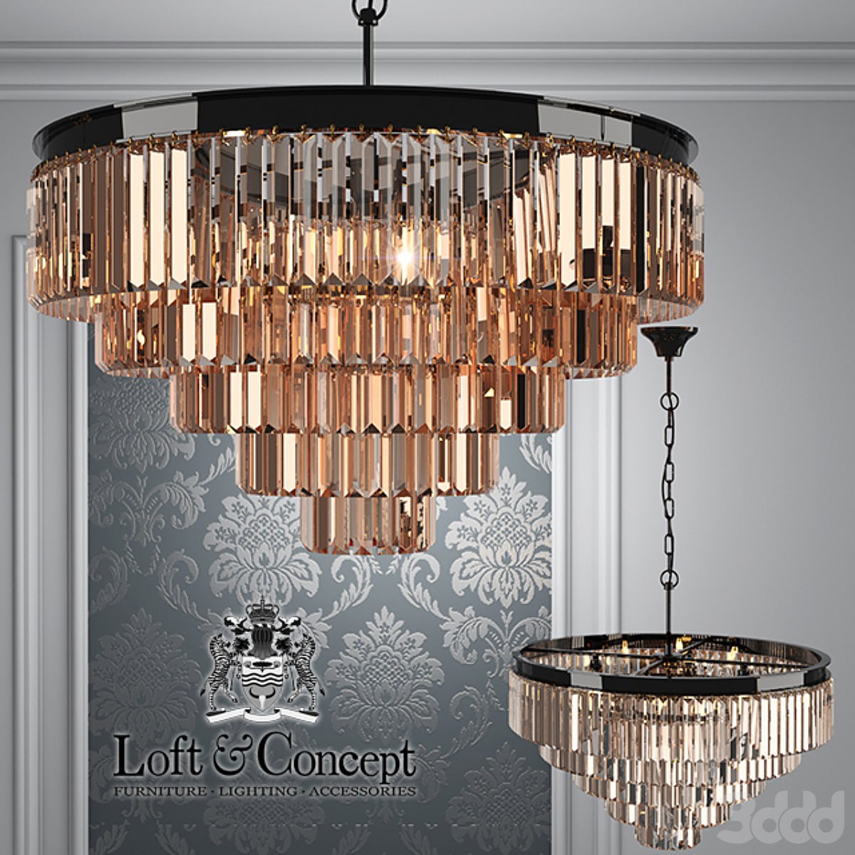 Chandelier RH 1920s Odeon Smoke Glass Fringe Chandelier - 5 rings