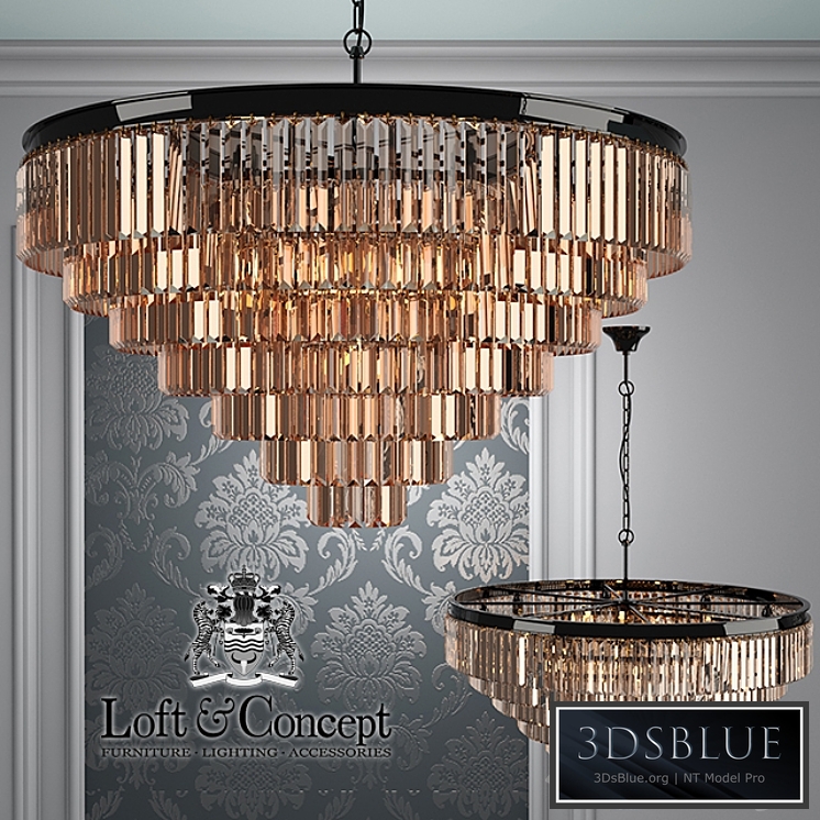 Chandelier RH 1920s Odeon Smoke Glass Fringe Chandelier - 7 rings