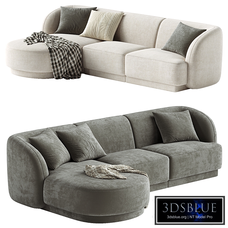 3.5-seater corner sofa Miley left velvet