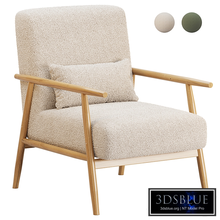 Alpine Spindle Boucle Wooden Arm Accent Chair