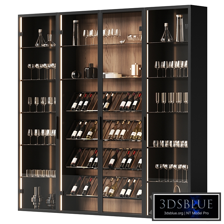 Wine cabinet with dishes and glasses 2