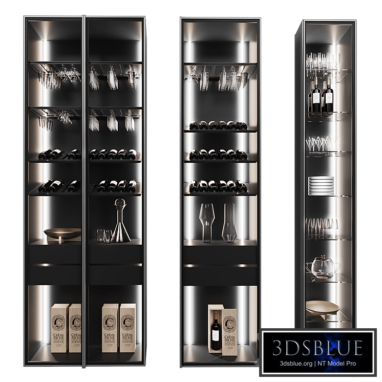 Set of display cases of different widths_1