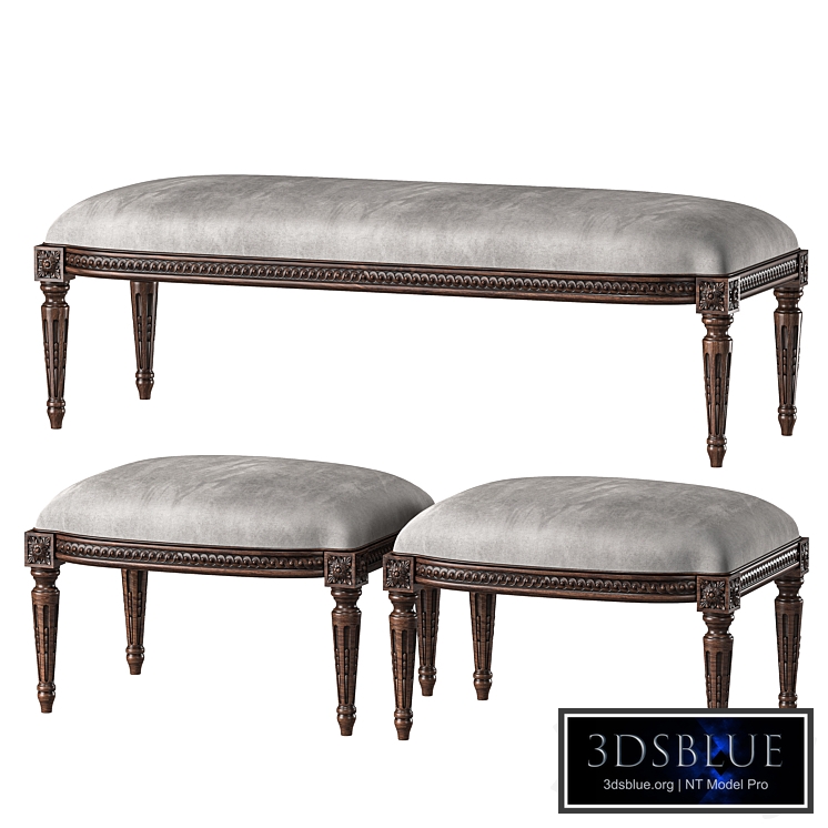 chairish louis bench and pouf art 5694