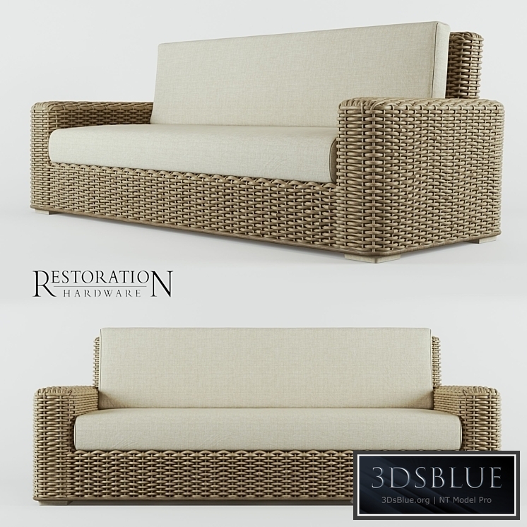 RH Antilles Rattan Sofa
