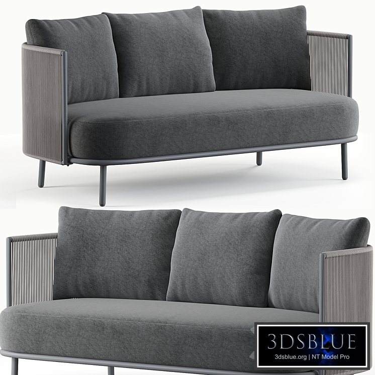 Zanotti Gray Rope and Charcoal Curved Outdoor Loveseat