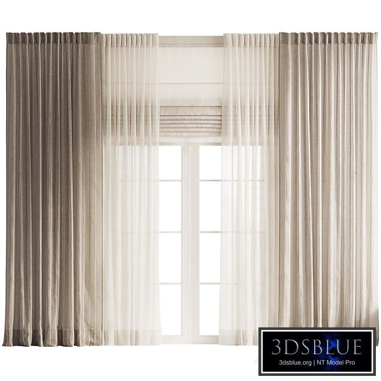 Striped Curtains with Tulle and Roman Shades