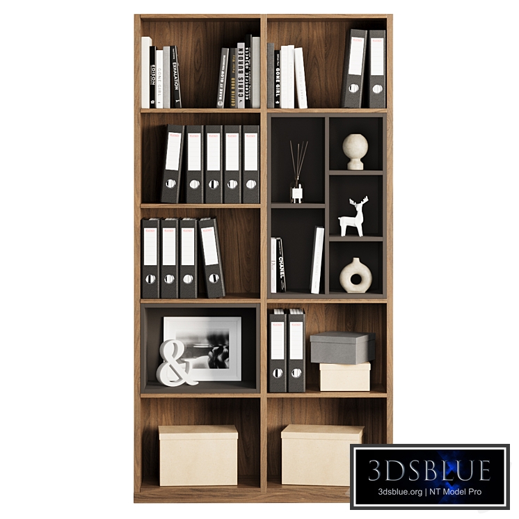 Home office shelving with decor