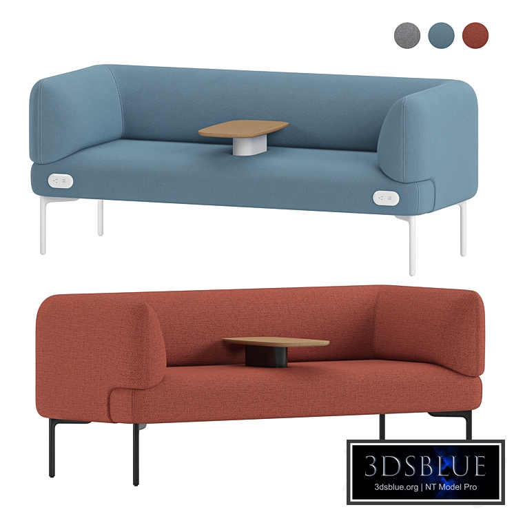 Haworth Cabana Sofa S9C2-0 With Integrated Table