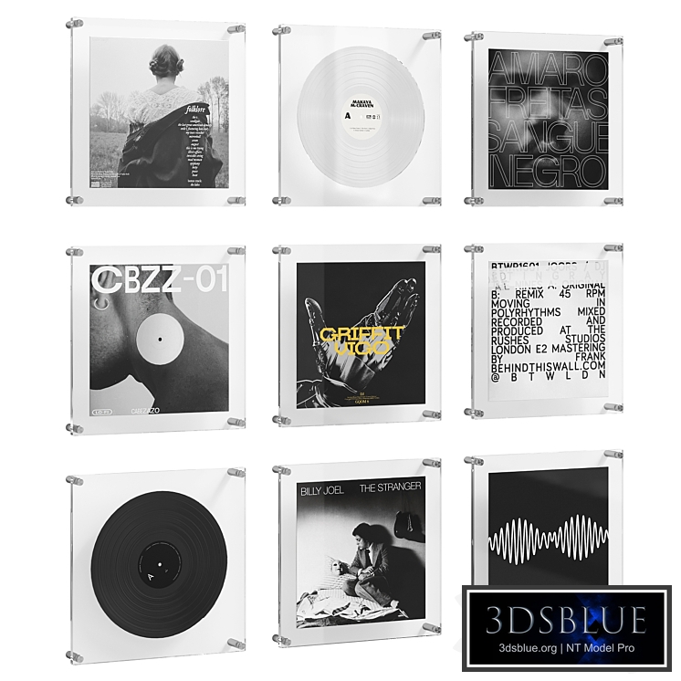 Vinyl records in glass frames_Black