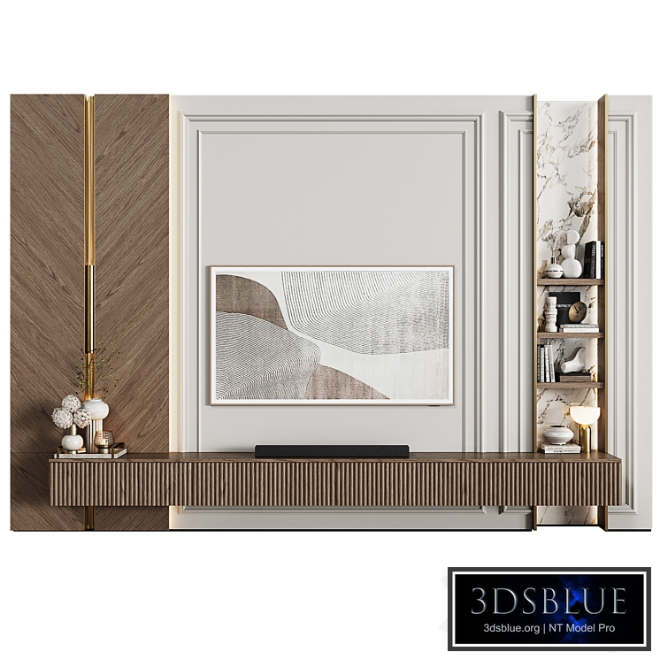 TV wall in modern classic style with decor 16