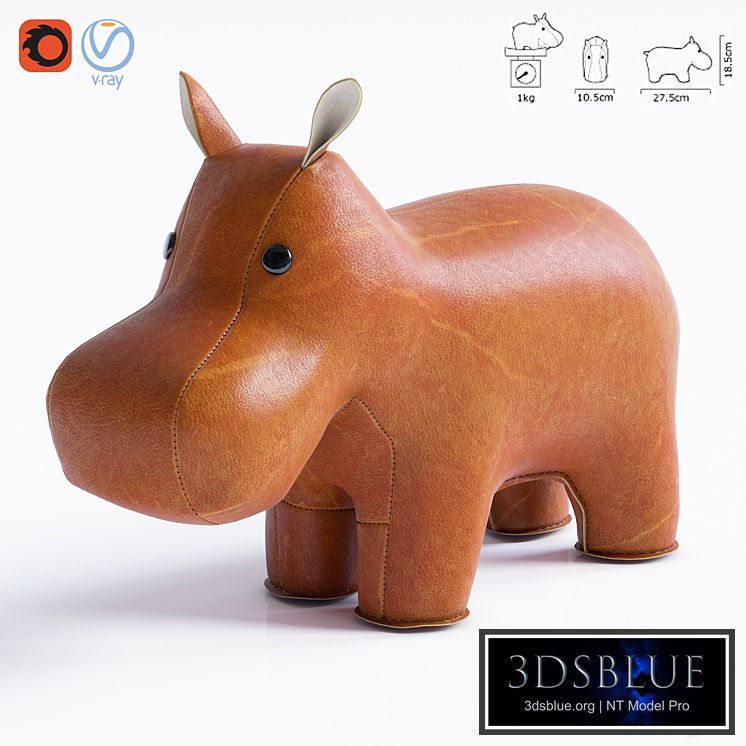 Zuny - Classic Hippo Bookend