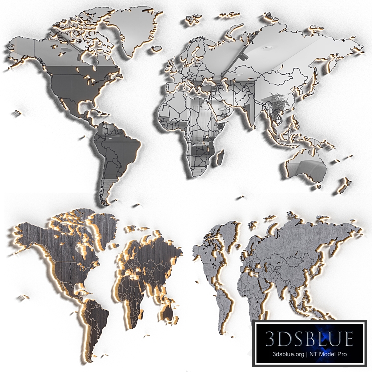 World map in 5 materials | 16k | PBR