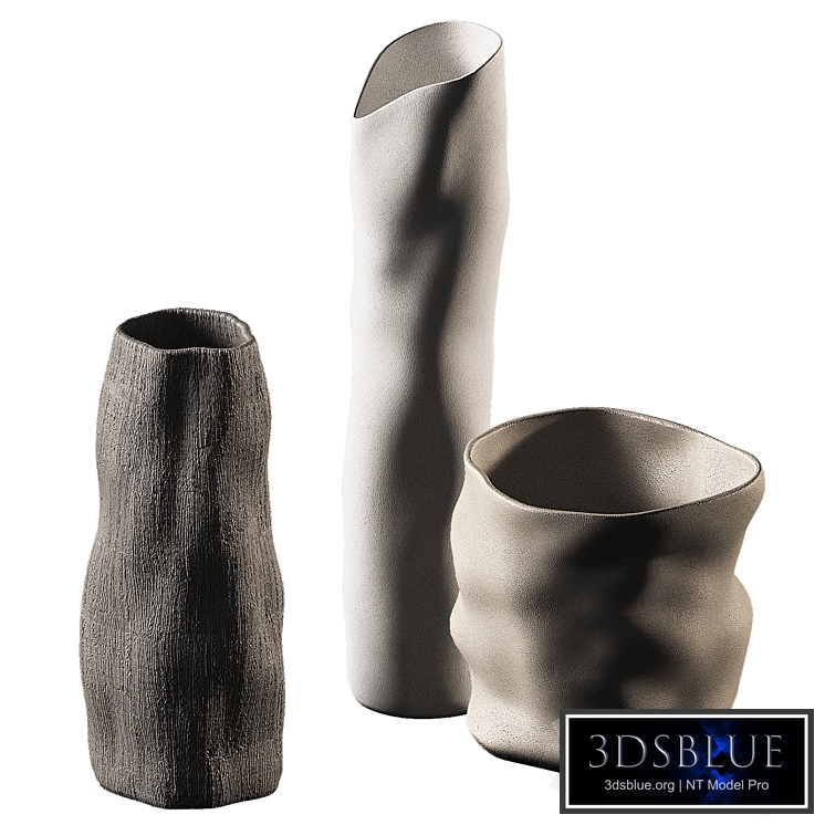 Relief vases and pots. Wavy minimal decor.