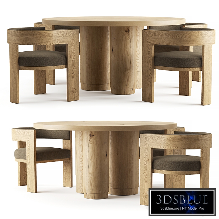 RH OAK TROPEZ ROUND DINING TABLE