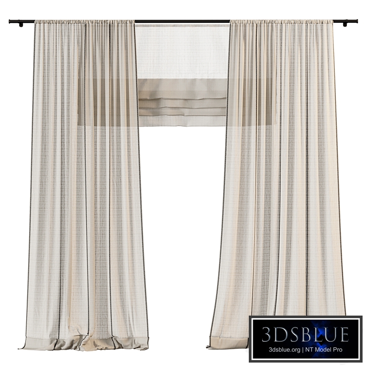 Linen curtains with contrast stitching