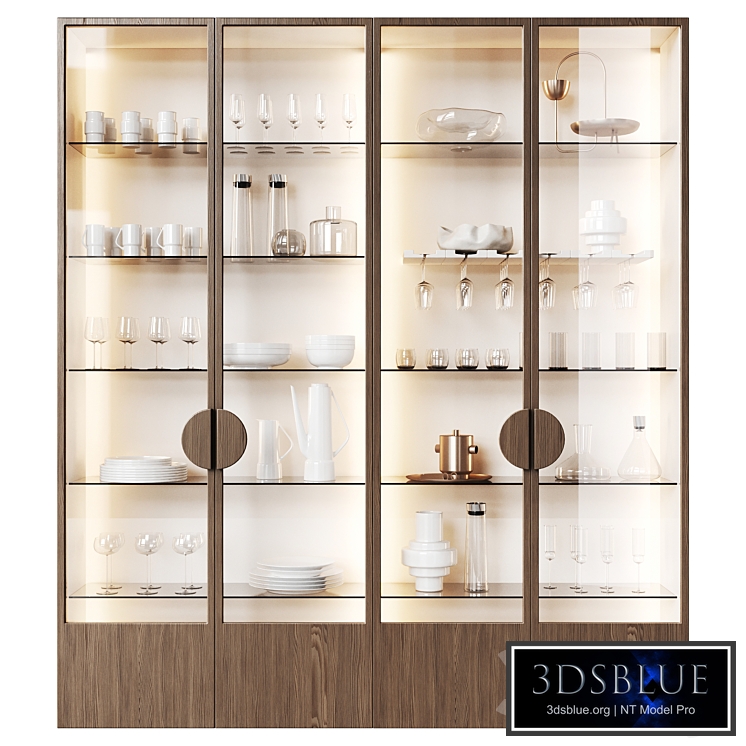 Glass cupboard for dishes in the kitchen and living room