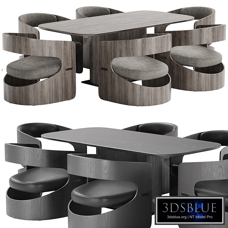 Glide rectangular dining table and Lucky Lounge Chair