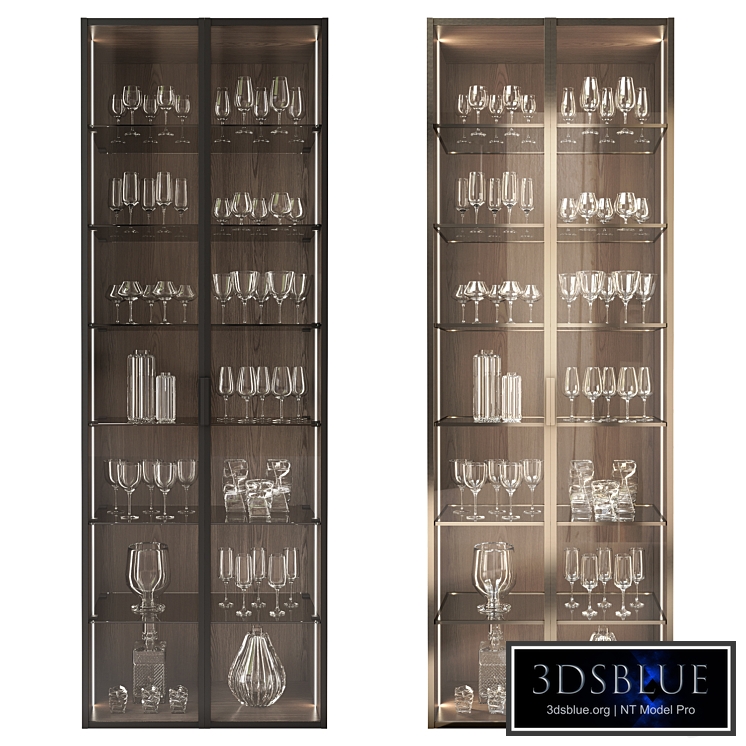 Showcase with glasses