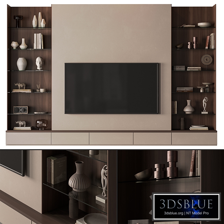 TV Wall Wooden and Plaster - Set 177