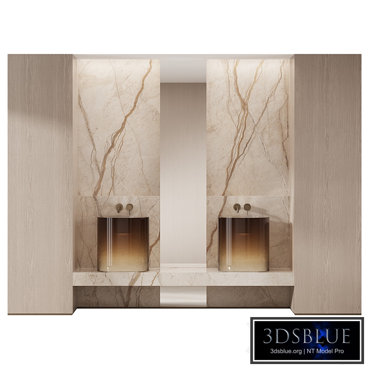 Bathroom furniture with luminous sinks