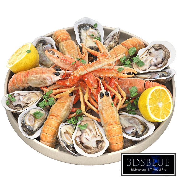 seafood plate of langoustines and oysters