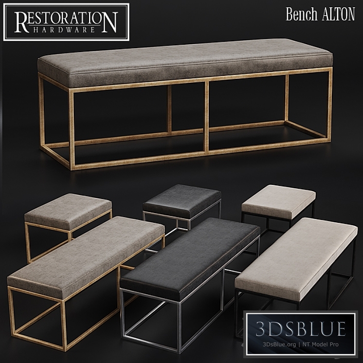 RH Modern Alton Leather Bench