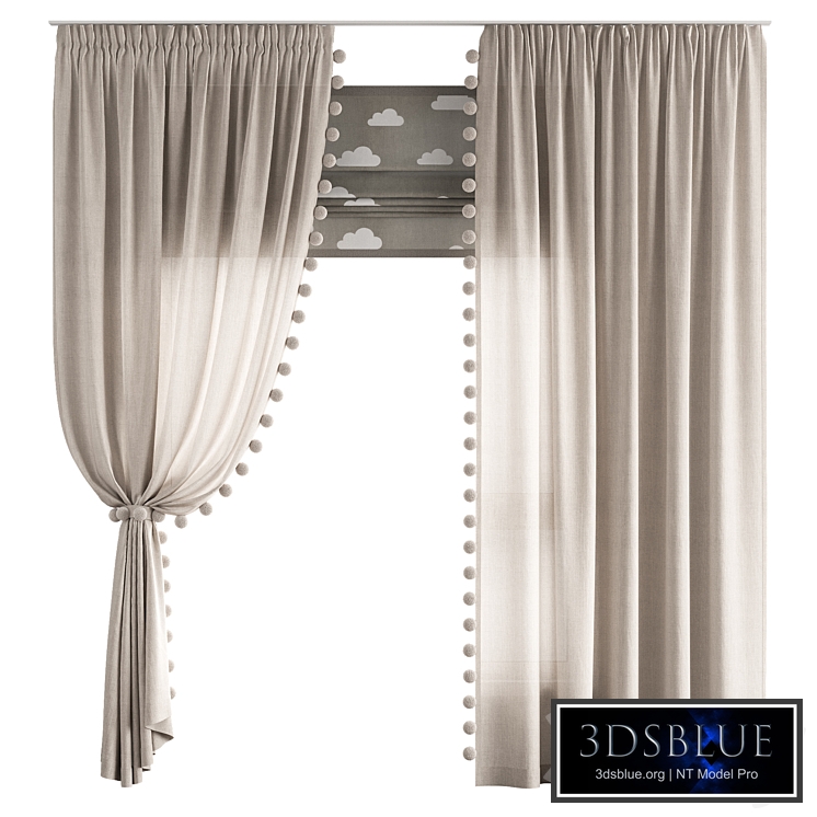 Curtains for the nursery ZS01 with pompoms
