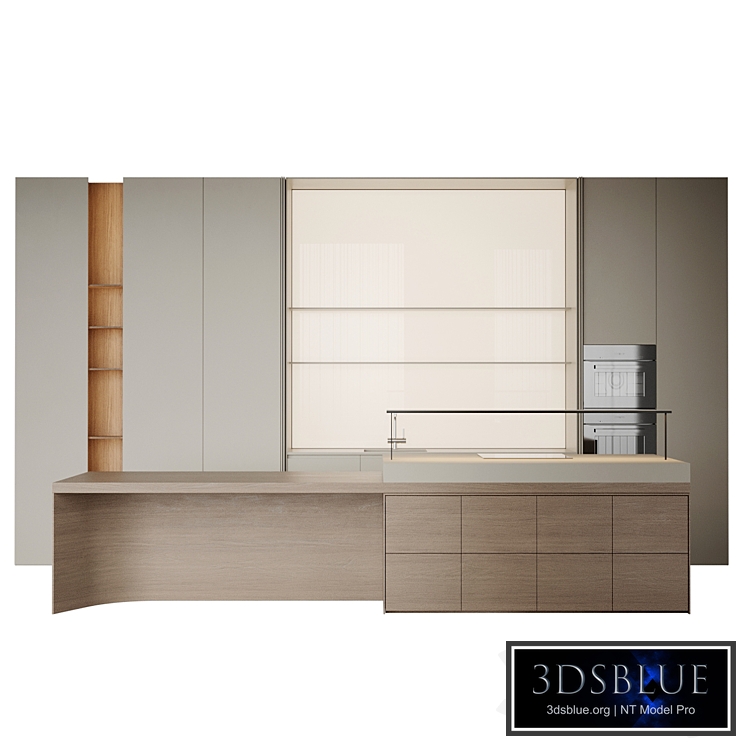 Kitchen with translucent light panel on the apron