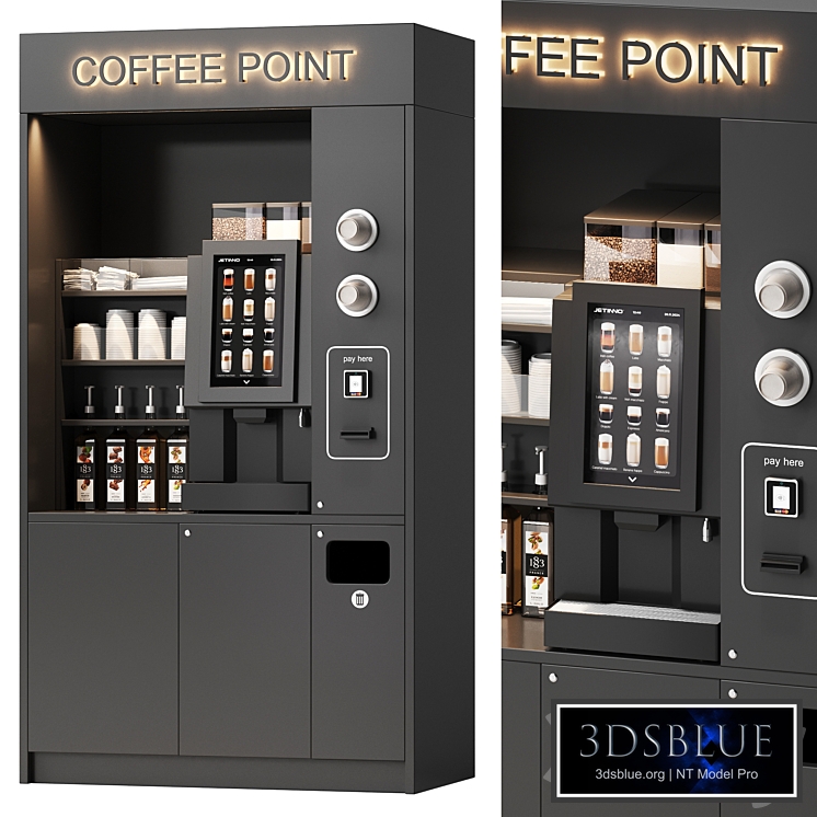 Coffee vending machine. Coffee to go. Self-service coffee shop. Vendor point