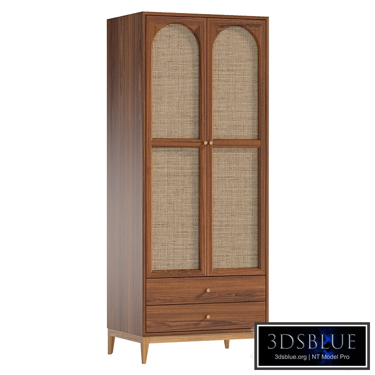 Vintage Cocoa Ash Wood Unfixed Wardrobe Closet