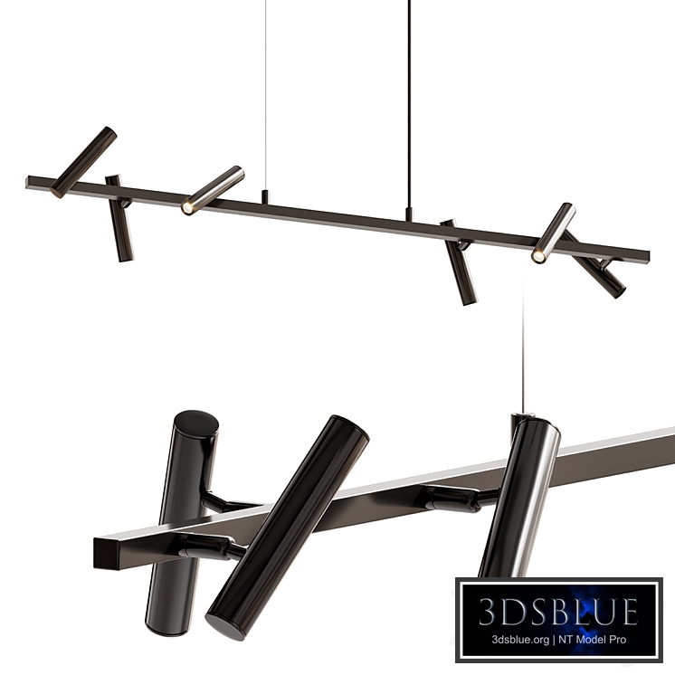 Elongated black leeds long mj chandelier