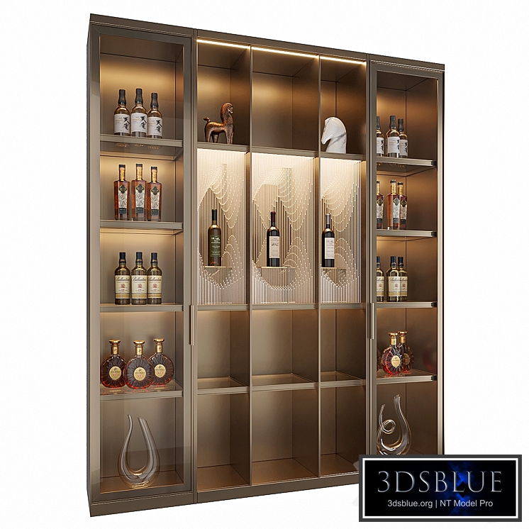 Wine Cabinet With Glasses & Decoration 017