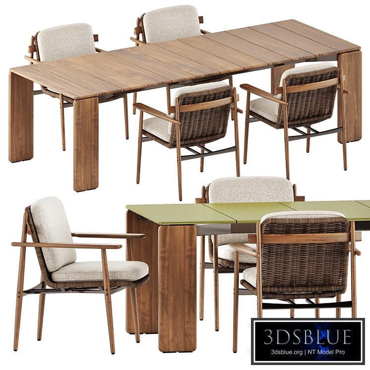 Trio Outdoor Dining chair and Drake Outdoor table by Minotti